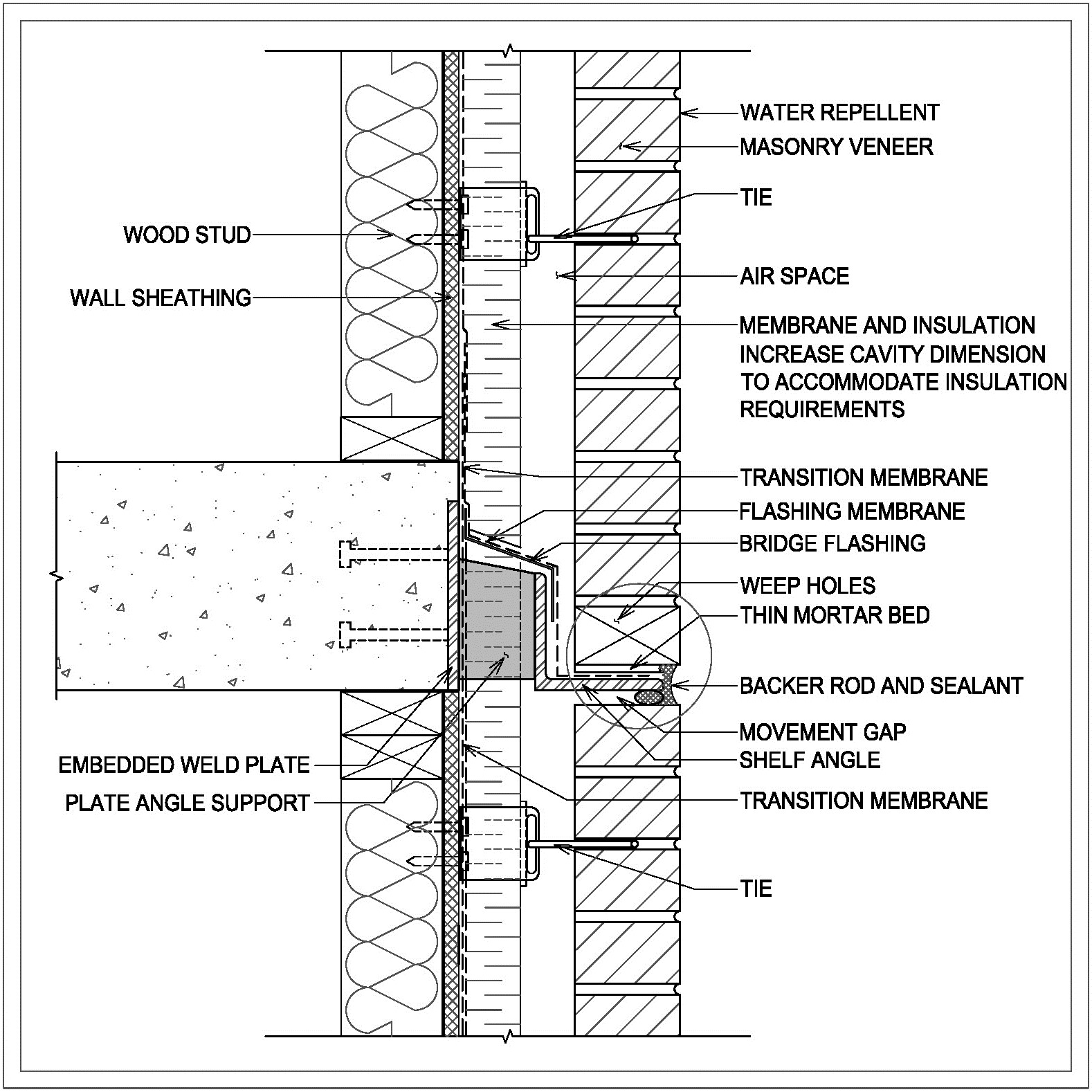 Shelf Angle Support at Floor Level - Wood - Detail W2 Image